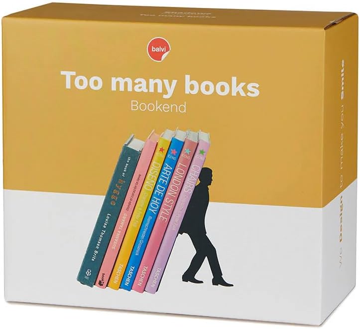 Balvi Too Many Books Bookend – Black Metal Book Holder with Anti-Slip Bumpers, Ideal for Home and Office Decor, for Book Lovers and Readers – Sujetalibros - Image 2